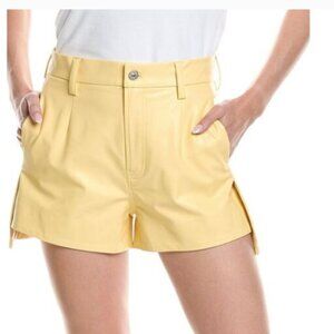 7 For All Mankind Tailored Slouch Short faux leather yellow sz 28 NWT